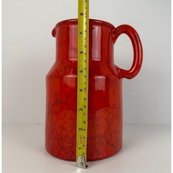 Vintage Mid Century Italian Peasant Village Red Pitcher, Rustic Farmhouse - Picture 8 of 10